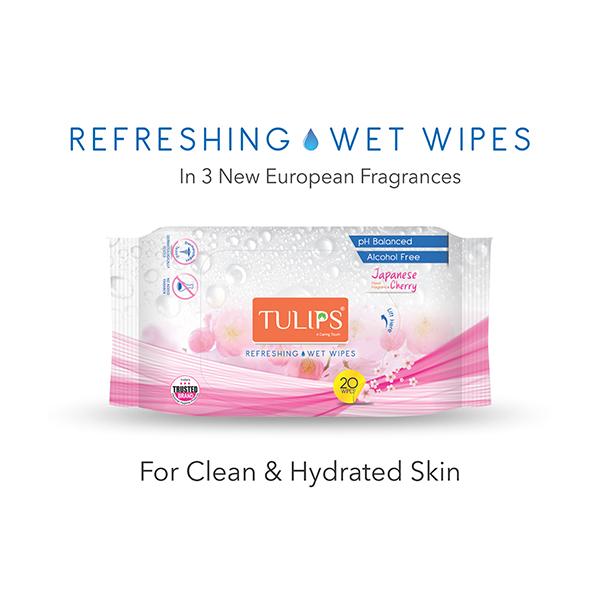 Netmeds | Tulips Refreshing Wet Wipes - Japanese Cherry 20's