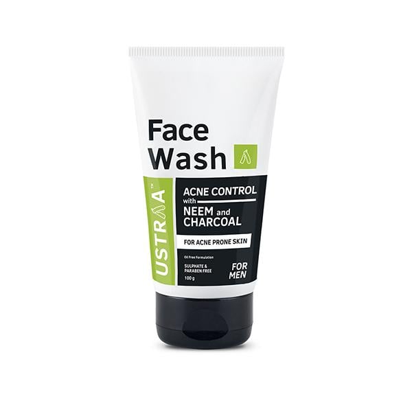 Ustraa Face Wash for Acne Control - Neem & Charcoal for Acne Prone Skin 100gm - Face Wash & Cleansers