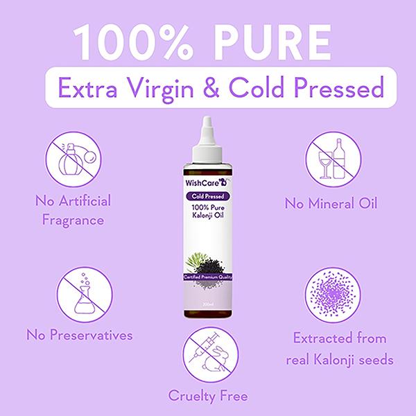 Wishcare 100% Pure Cold Pressed Kalonji Black Onion Seed Oil For Healthy Hair And Skin 200 ml - Hair Oils