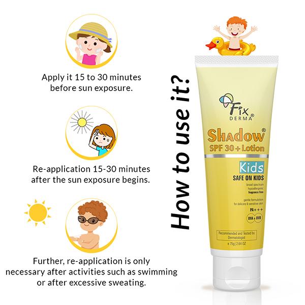 Fixderma Shadow SPF 30+ Lotion For Kids 75 ml - Body Sunscreen