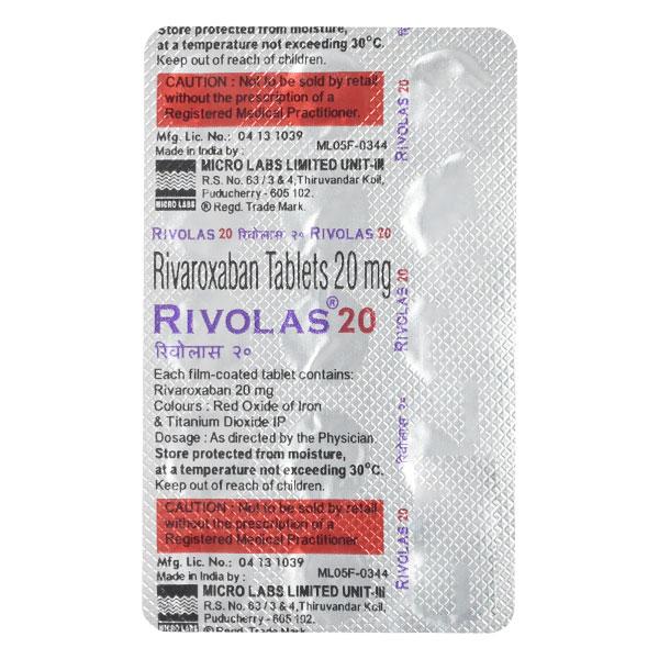 RIVOLAS 20 Tablet 15's - Blood Clot-Ant