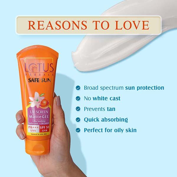 Lotus Herbals Safe Sun Uv Screen Mattegel Pa+++ Spf-50 30 Gm - Face Sunscreen
