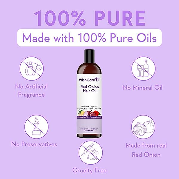 WishCare Red Onion Hair Oil for Hair Growth & Hair Fall Control- Onion Oil With Deep Root Applicator 200 ml - Hair Oils