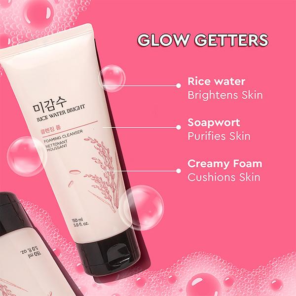 The Face Shop Rice Water Bright Foaming Cleanser- Best Korean Face Wash for Glowing Skin 150 ml - Face Wash & Cleansers