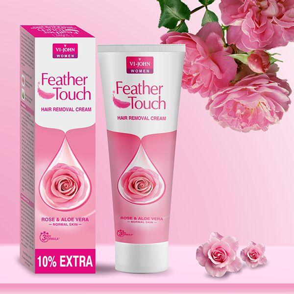 VI-John Feather Touch Hair Removal Cream Rose & Aloevera Tube for Normal Skin 110 gm - Shaving Creams