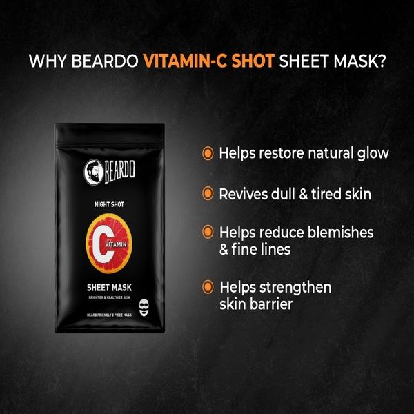 Beardo Vitamin C Sheet Face Mask - Night Shot 20 gm - Masks & Peels