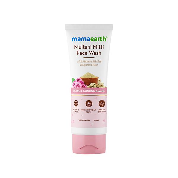 Netmeds | Mamaearth Multani Mitti Face Wash with Multani Mitti and Bulgarian Rose For Oil Control and Acne - Suits All Skin Types, 100ml