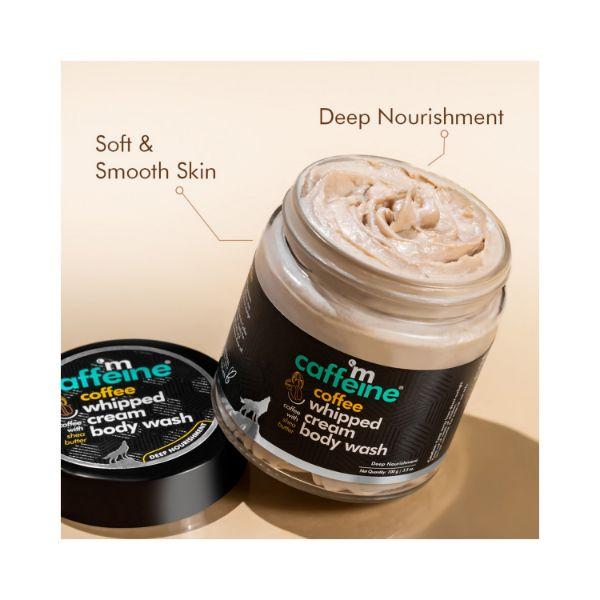 mCaffeine Whipped Cream Coffee Body Wash With Shea Butter Moisturizing & Cleansing Shower 100 gm - Shower Gels & Body Wash
