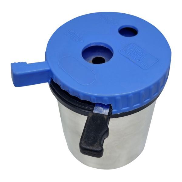 Sahyog Wellness Stainless Steel Manual Needle Cutter and Syringe Destroyer (Blue & White) - Syringes And Needles