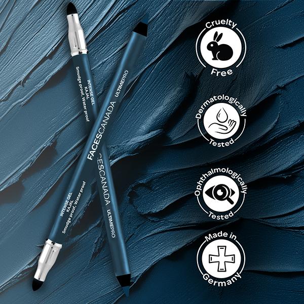 Faces Canada Ultime Pro Intense Gel Kajal With Smudger & Sharpener - Blue 1.2 gm - Kajal & Kohls