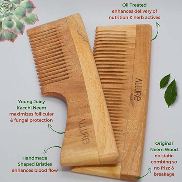 Allure Wooden Neem Comb (CD-02+CR-01) 1's - Hair Combs