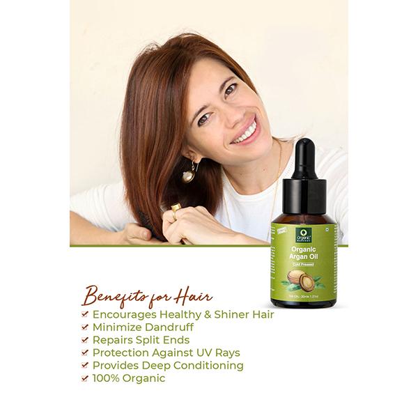 Organic Harvest Cold Pressed Pure Argan Oil of Morocco, For Healthy Hair & Skin Luminosity-Unbleached & Unrefined-Sulphate & Paraben free 30 ml - Hair Oils