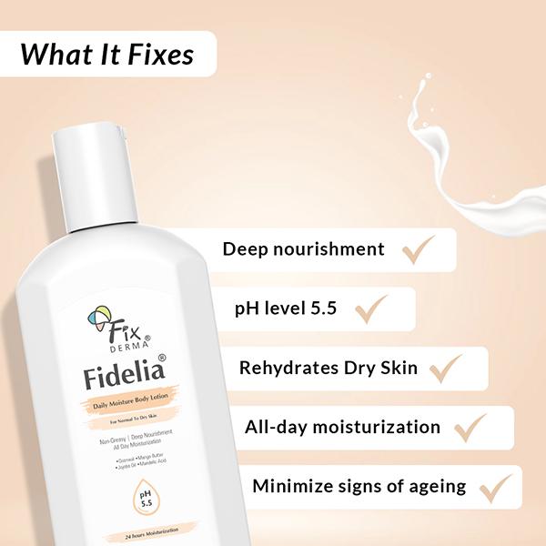 Fixderma Fidelia Daily Moisture Body Lotion, Body Lotion for Unisex, Body Lotion for Dry Skin 250 ml - Face Moisturizers