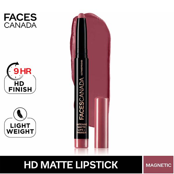 Faces Canada Ultime Pro Hd Intense Matte Lips + Primer - Magnetic 02, 9Hr Long Stay 1.4 gm - Lipstick Primers & Plumpers