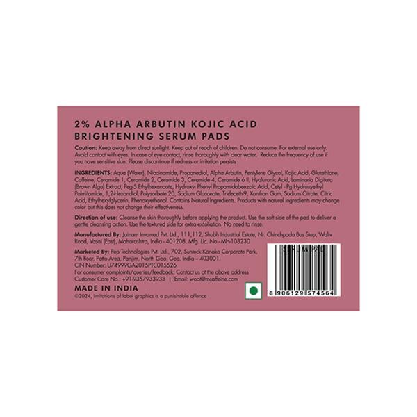 Mcaffeine Clear Glow 2% Alpha Arbutin Kojic Acid Brightening Serum Pads with 3% Niacinamide 40's - Face Serum