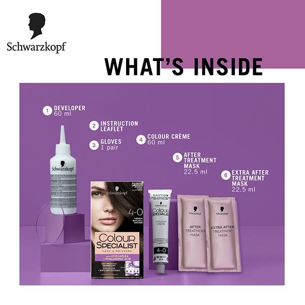 Schwarzkopf Colour Specialist At Home Permanent Hair Colour - 4.0 Medium Natural Brown 165 ml - Crème