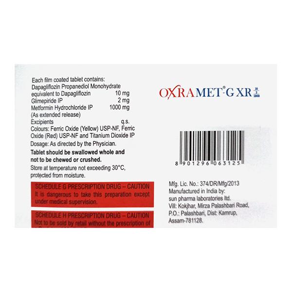OXRAMET G XR 10/2/1000 Tablet 7's - Diabetes-Ant