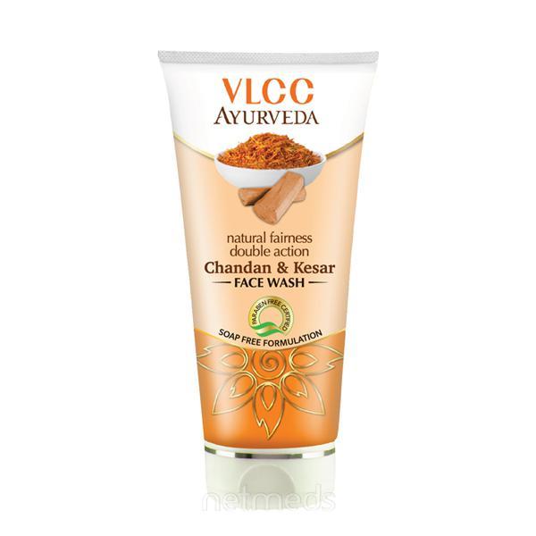 Netmeds | VLCC Ayurveda Natural Fairness Double Action Chandan & Kesar Face Wash Soap Free Formulation 100ml