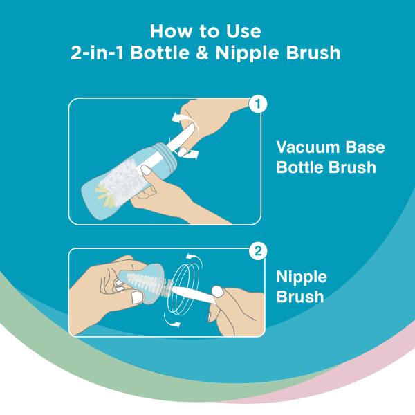 Vega Baby & Mom 2-in-1 Bottle, Nipple Brush & BPA Free 1's - Breast Feeding Tools