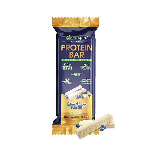 Fitspire Protein Bar Protein No Artificial Sweetener and Flavor Blueberry Flavor 60 gm - Nutritional Bars