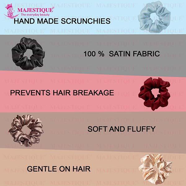 Majestique Satin Silk Scrunchies Ponytail Holder Hair Accessories Hair Ties For Women and Girl Best Gift - Multicolor 4's - Hair Clips/Bands