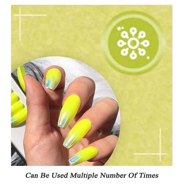 Nails On Board Handmade Press On Gel Nails- Holographic Lemon Yellow Small 50 gm - Nail Care