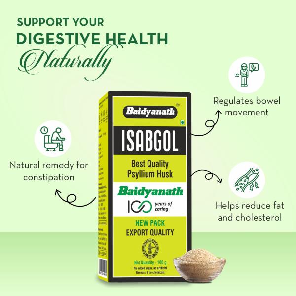 Baidyanath Isabgol Psyllium  Husk Powder 100g - Digestive Care