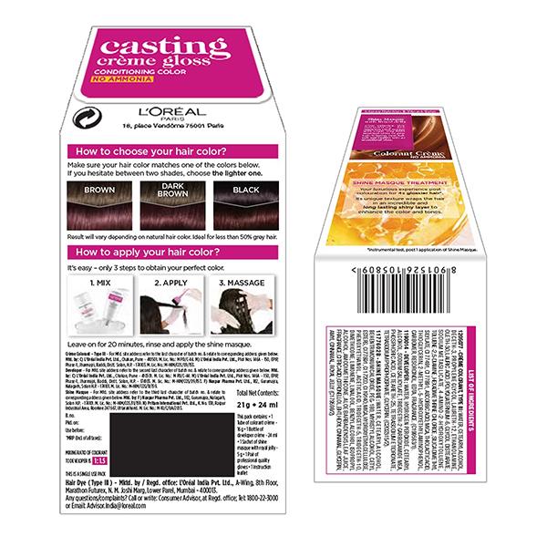 L'Oreal Paris Casting Creme Gloss Small Pack, 316 Burgundy 45 Gm - Crème