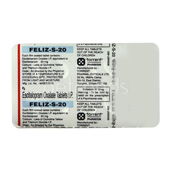 Feliz S 20mg Tablet 10'S - Depression-Ant