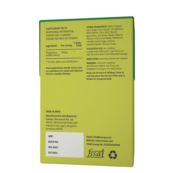 BonAyu All Natural Gelatin Free Gummies - Amla 60's - Herbal Dietary Supplement