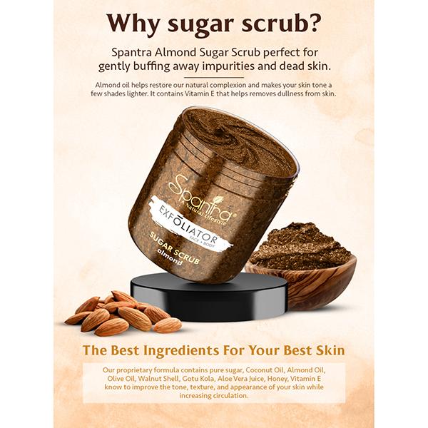 Spantra Almond Sugar Scrub 125 gm - Scrubs & Exfoliants