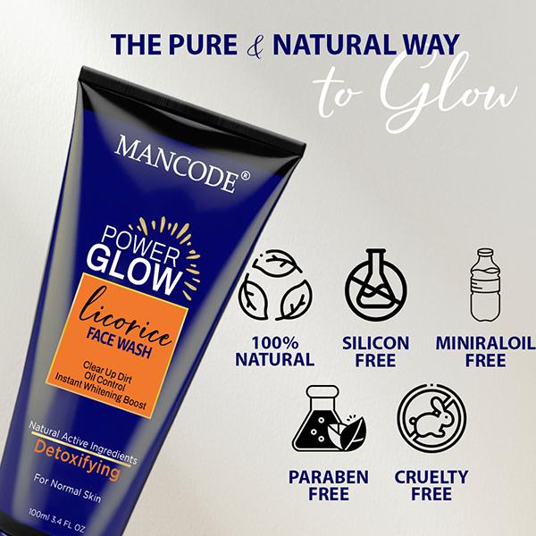 Mancode Power Glow With Licorice Face Wash For Men 100 ml - Face Wash & Cleansers
