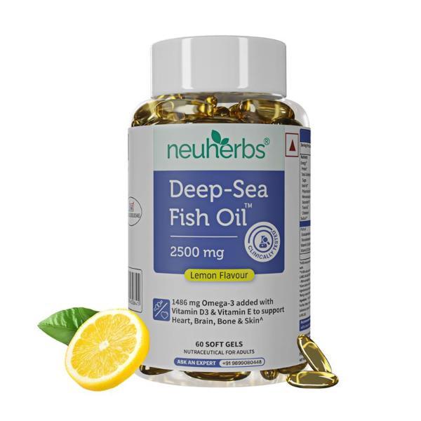 Netmeds | Neuherbs Deep Sea Fish Oil 2500 mg Soft Gel - Lemon 60's