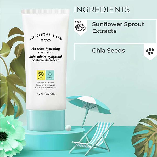 The Face Shop Naturalsun Eco No Shine Hydrating SPF 50+ PA+++ Mattifying Sun Cream 50ml - Face Sunscreen
