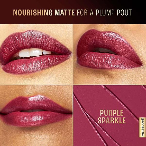 Lakme Ultimat Glam Satin Matte Lipstick -Purpsprk-UW1 4.3 g - Lipsticks