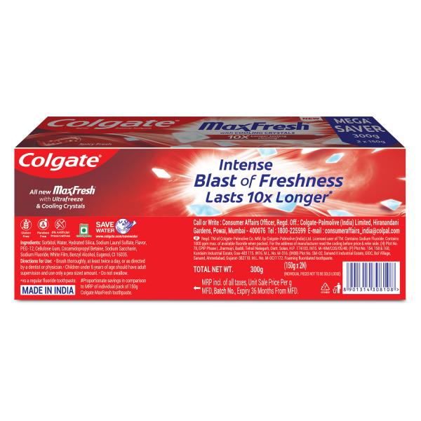 Colgate MaxFresh Anticavity Toothpaste Gel - Spicy Fresh 300 gm - Toothpaste