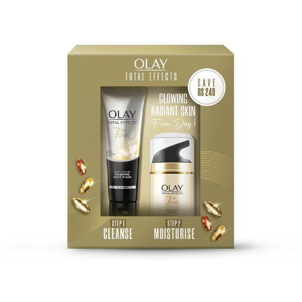 Olay Total Effects Day Anti-Aging Moisturiser (Spf 15) + Cleanser, 50G +100G 2's - Scrubs & Exfoliants
