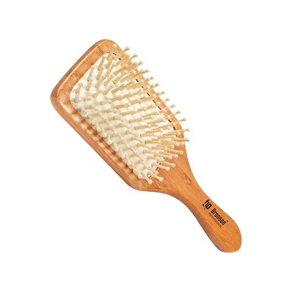 Netmeds | Bronson Professional Paddle Hair Brush Wooden with Bamboo Wood Bristles 12's