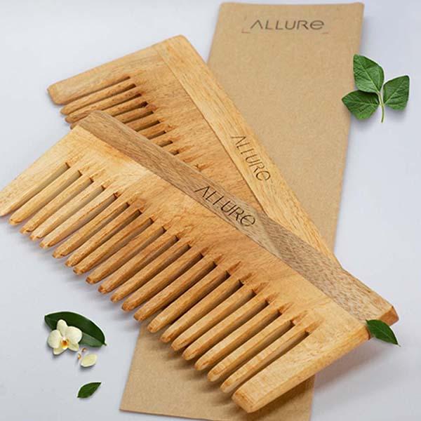 Allure Wooden Neem Comb (CS-01) 2's - Hair Combs