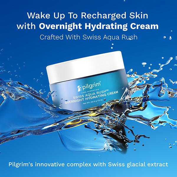 Pilgrim Swiss Aqua Rush Overnight Hydrating Cream for Overnight Intense Hydration 50 gm - Night Cream