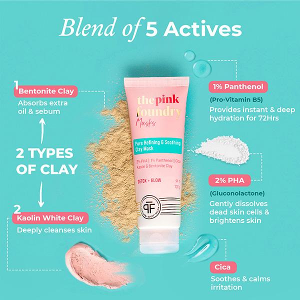 The Pink Foundry Pore Refining & Soothing Clay Mask 100 gm - Masks & Peels