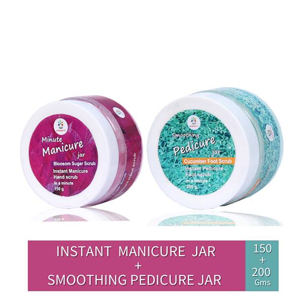 Bloomsberry Manicure Pedicure Combo Pack (Manicure Hand Scrub - Blossom 150 gm + Pedicure Foot Scrub - Cucumber 200 gm) - Hand Creams