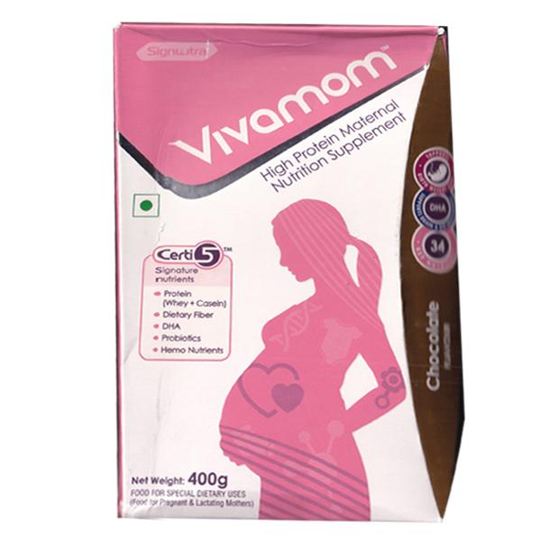 Netmeds | Vivamom High Protein Maternal Nutrition Supplement Powder Refill Gluten Free - Chocolate Flavour 400 g