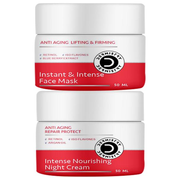 Netmeds | Dermistry Anti Aging Lifting And Firming Instant And Intense Face Mask 50 ml + Anti Aging Repair Protect Intense Nourishing Night Cream 50 ml