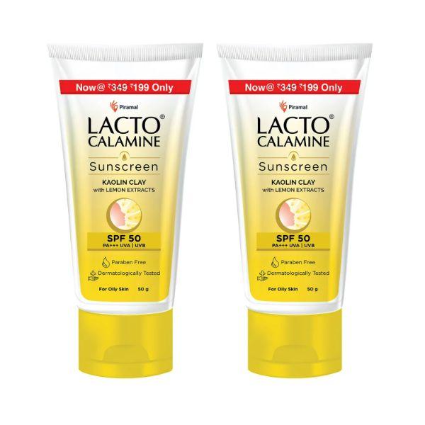 Lacto Calamine Sulphate-free Daily Sunshield with Kaolin Clay. Matte Look Sunscreen Spf50 Pa+++ 50gm 2's - Face Sunscreen