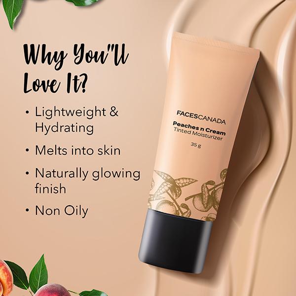 Faces Canada Peaches N Cream Tinted Moisturizer - Beige 02, Non Oily Lightly Tinted Bb Cream 35 gm - Bb & Cc Creams