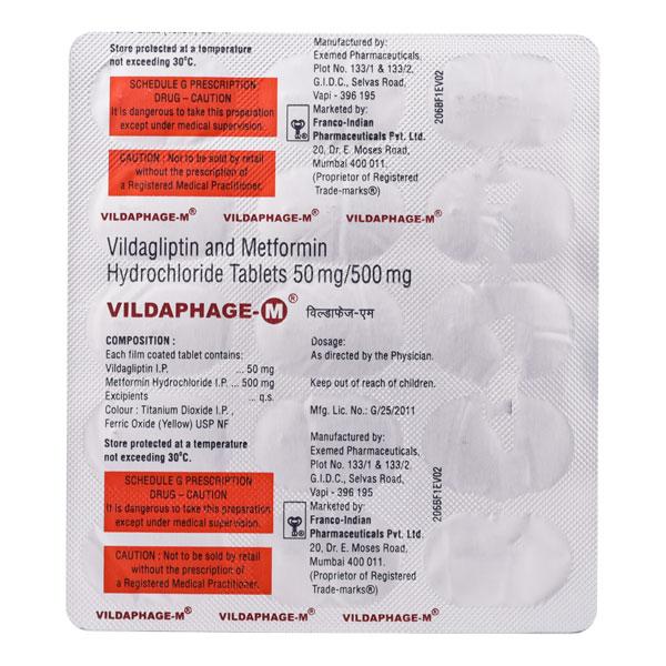 VILDAPHAGE M Tablet 15's - Diabetes-Ant