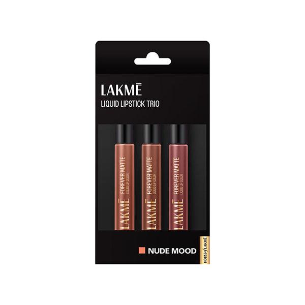 Netmeds | Lakme Liquid Lipstick Trio- Nude Moods, Forever Matte, Light-Weight 3's
