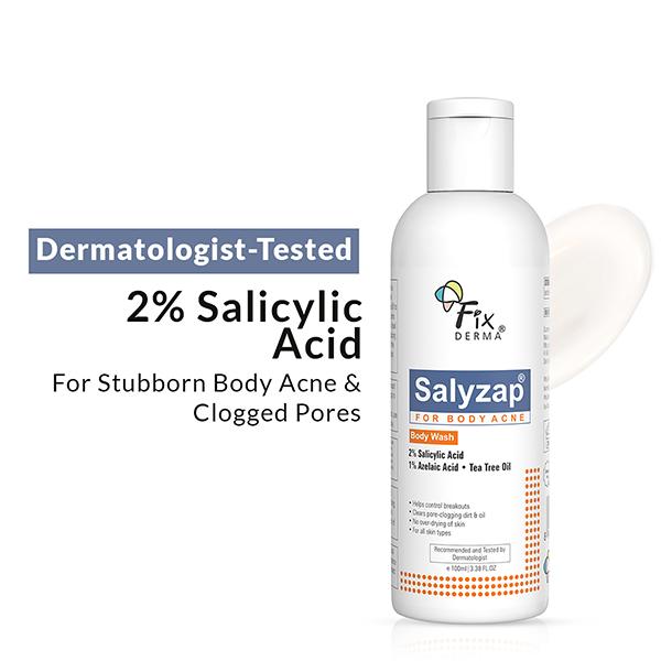 Fixderma Salyzap 2% Salicylic Acid Body Wash For Acne For Acne Prone Skin 100 ml - Shower Gels & Body Wash