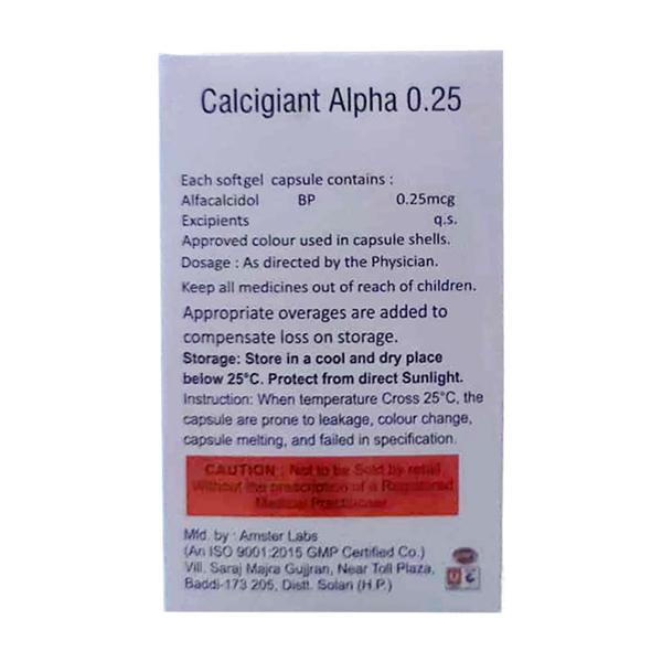 CALCIGIANT ALPHA 0.25 Softgel Capsule 10's - Osteoporosis-Age
